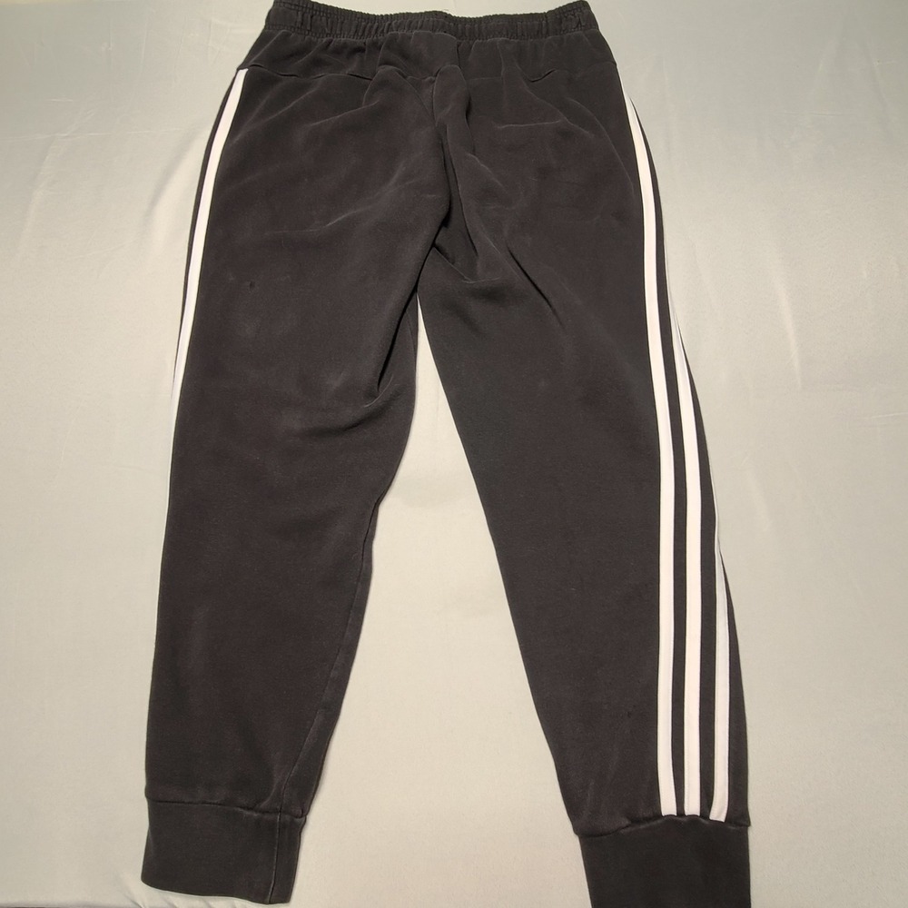 Adidas Joggers Mens M Black 3-Stripe Fleece Lined Sweatpants BK3861 Retro Gym